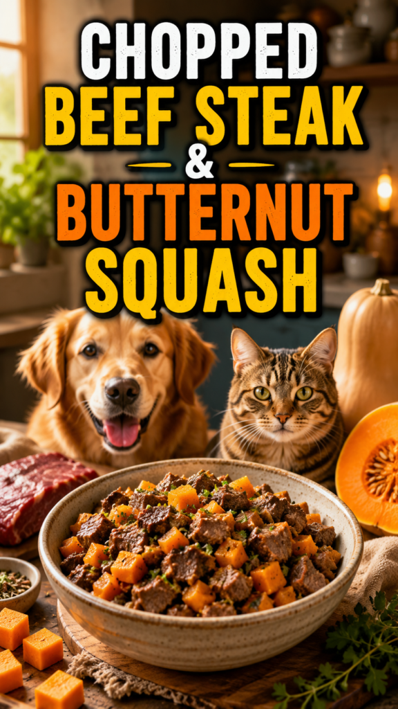 Chopped Beef Steak & Butternut Squash: A Comfort Food for Cats and Dogs