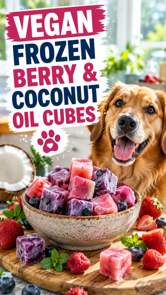 Vegan Frozen Berry & Coconut Oil Cubes – A Refreshing, Antioxidant-Packed Treat for Your Dog