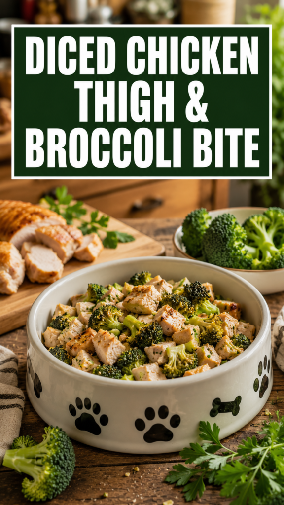 Diced Chicken Thigh & Broccoli Bite: A Nutritious, Easy-to-Make Treat for Cats and Dogs