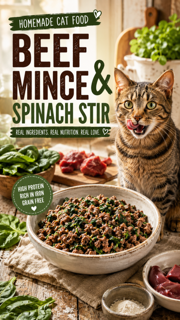 Beef Mince & Spinach Stir: Protein-Packed and Cat-Approved