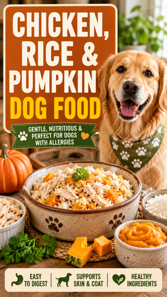 Chicken, Rice, and Pumpkin Dog Food Recipe for Dogs with Allergies