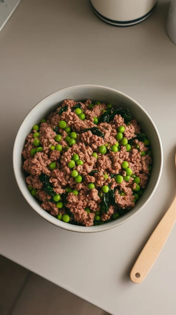 6. DIY Ground Beef & Cat-Safe Veggie Mix