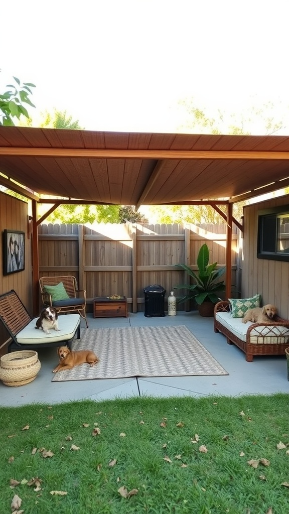 Outdoor Dog Retreat with Shade and Comfort