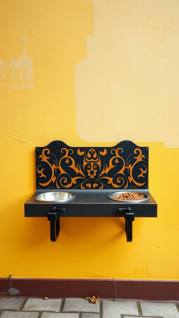 Wall-Mounted Dog Feeding Station