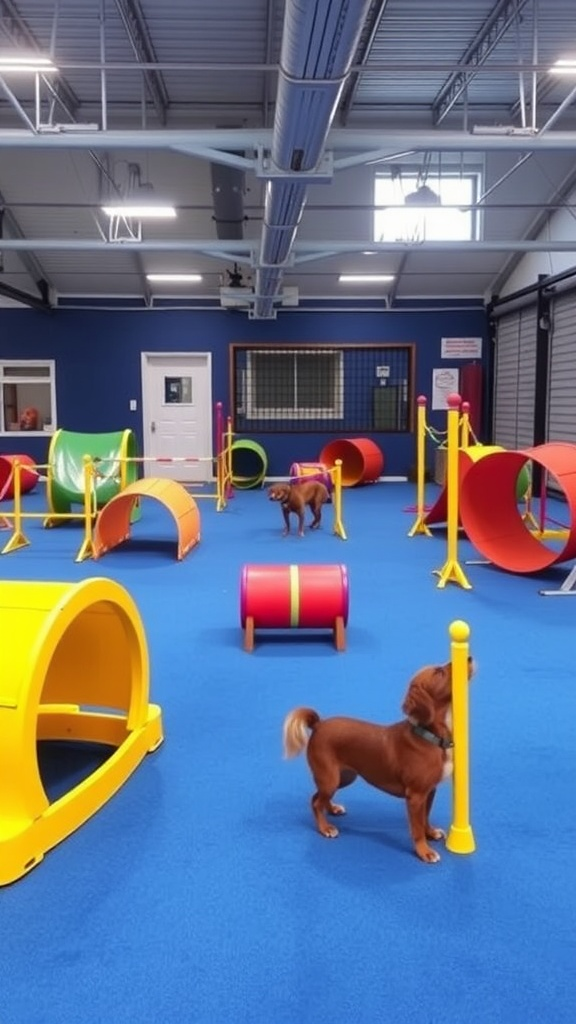 Indoor Dog Play Area with Agility Equipment