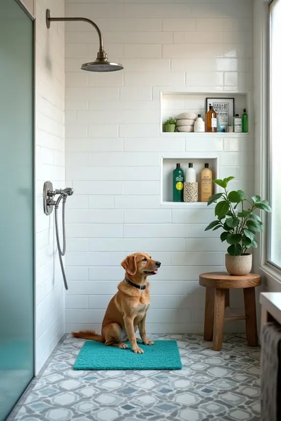 3. Dog-Friendly Tiled Shower Area