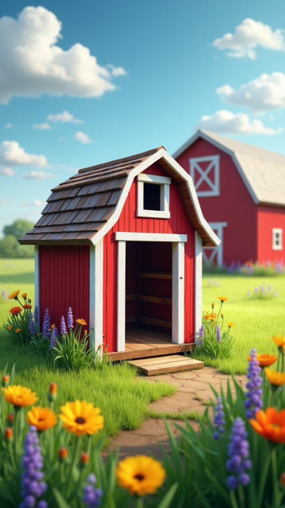 2. Colorful Barn-Style Dog House