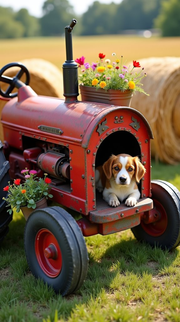 5. Vintage Tractor Dog House Design
