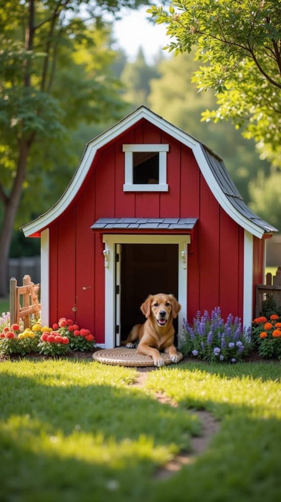 9. Miniature Red Barn Dog House