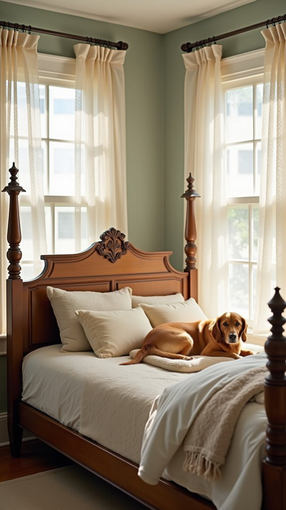 Vintage Style Bed With Attached Dog Bed Bench