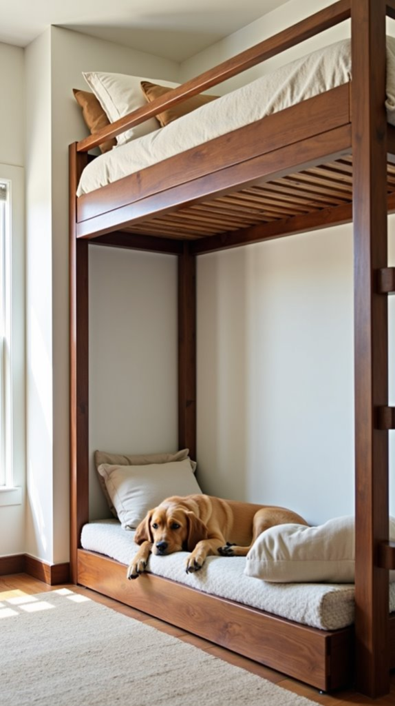 Space-Saving Bunk Bed With Dog Bed Below