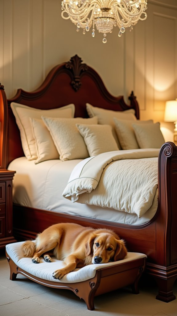 Luxury Sleigh Bed With Stylish Dog Bed Addition