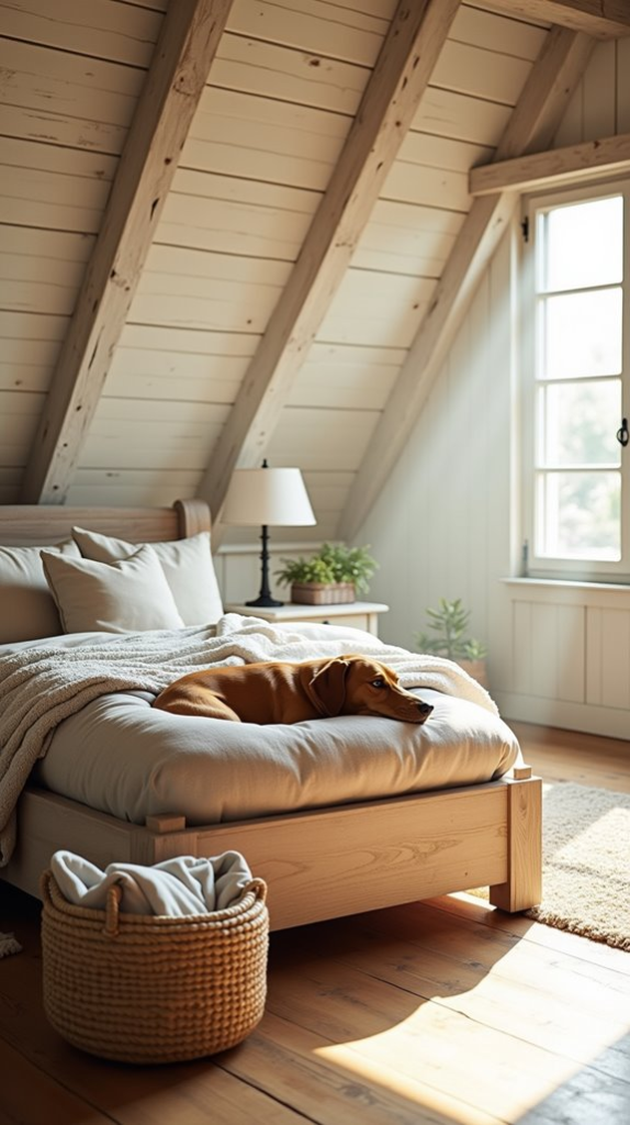 Farmhouse Loft Bed With Dog Bed Underneath