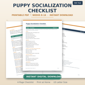 Puppy Socialization Checklist Printable | 8-16 Weeks Training Guide PDF | Dog Owner Digital Download